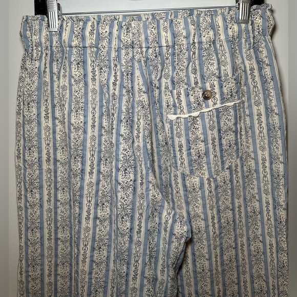 Blue Velvet floral pattern pants 100% cotton blue white trim bohemian wide leg M - Picture 6 of 15